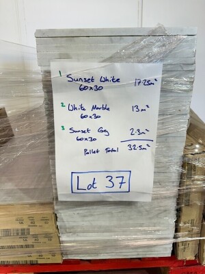 PALLET OF APPROX. 32.5m2  OF ASSORTED UNUSED TILES TO INCLUDE: 