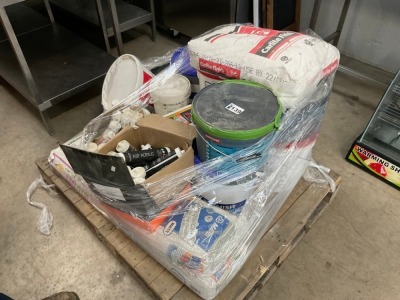 PALLET TO INC. ASSORTED ADHESIVE, JOINT COMPOUND, SKIM, SEALANT, ETC