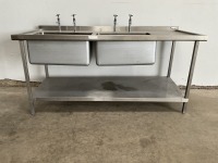 STAINLESS STEEL DOUBLE DRAINER WITH UPSTAND - 2