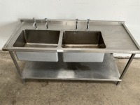 STAINLESS STEEL DOUBLE DRAINER WITH UPSTAND - 3