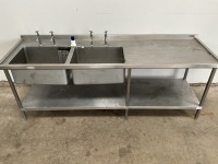 STAINLESS STEEL DOUBLE DRAINER WITH UPSTAND - 2