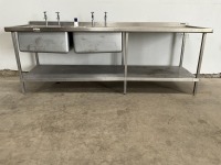 STAINLESS STEEL DOUBLE DRAINER WITH UPSTAND - 5