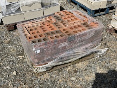 PALLET TO INC. APPROX 150No. UNUSED RED BRICK