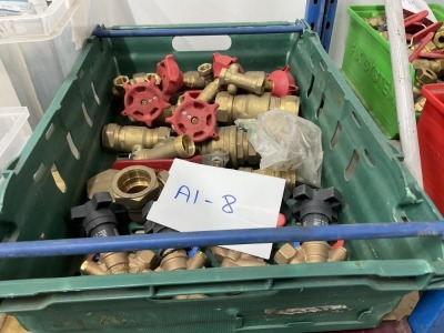 PLASTIC CRATE TO INC. LARGE SELECTION OF ASSORTED FITTINGS & VALVES