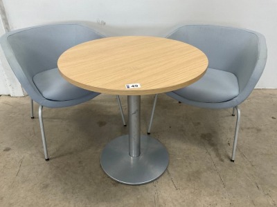 2No. SENATOR KA1 FABRIC RECEPTION TUB CHAIRS & 750mm ALLERMUIR ROUND MEETING TABLE