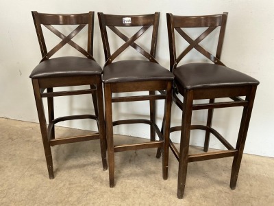 3No. HIGH BACK BAR STOOLS