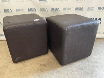 2No. LEATHERETTE TUB STOOLS