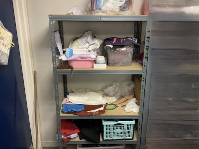 4 TIER SHELVING UNIT & CONTENTS