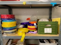 4 TIER SHELVING UNIT & QUANTITY OF THREADS, ZIPS, VELCRO - 3