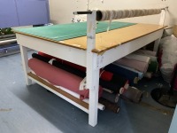 CUTTING TABLE & QUANTITY OF UNUSED COTTON DRILL, VELVETS & IRISH LINEN - 6