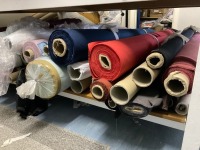 CUTTING TABLE & QUANTITY OF UNUSED COTTON DRILL, VELVETS & IRISH LINEN - 7