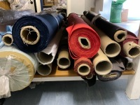 CUTTING TABLE & QUANTITY OF UNUSED COTTON DRILL, VELVETS & IRISH LINEN - 11