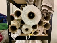 4 TIER SHELVING UNIT & QUANTITY OF ASSORTED UNUSED POLESTER FABRICS - 6