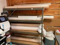 4 TIER SHELVING UNIT & QUANTITY OF ASSORTED UNUSED NATURAL FABRICS