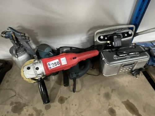 ASSORTED POWERTOOLS, SPRAYGUN & 2No. RADIOS