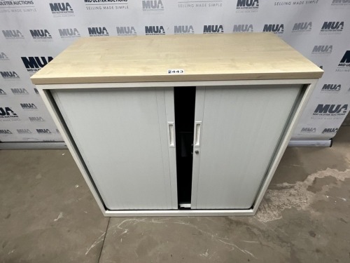 SMALL TWO DOOR TAMBOUR CABINET