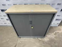 SMALL TWO DOOR TAMBOUR CABINET