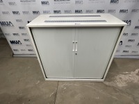 SMALL TWO DOOR TAMBOUR CABINET