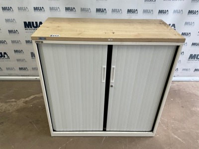 SMALL TWO DOOR TAMBOUR CABINET