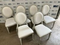 6No. USED LOUIS WHITE DINING/ BANQUET CHAIRS  - 3