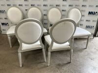 6No. USED LOUIS WHITE DINING/ BANQUET CHAIRS  - 4