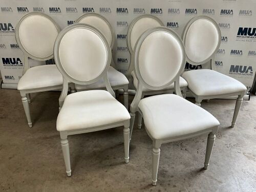 6No. USED LOUIS WHITE DINING/ BANQUET CHAIRS 