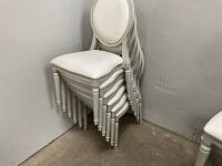 6No. USED LOUIS WHITE DINING/ BANQUET CHAIRS  - 6