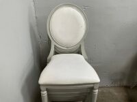 6No. USED LOUIS WHITE DINING/ BANQUET CHAIRS  - 7