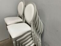 6No. USED LOUIS WHITE DINING/ BANQUET CHAIRS  - 5