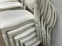 6No. USED LOUIS WHITE DINING/ BANQUET CHAIRS  - 5