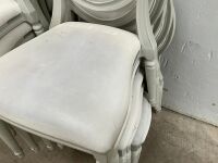 6No. USED LOUIS WHITE DINING/ BANQUET CHAIRS  - 6