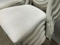 6No. USED LOUIS WHITE DINING/ BANQUET CHAIRS  - 5