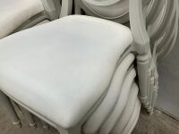 6No. USED LOUIS WHITE DINING/ BANQUET CHAIRS  - 5