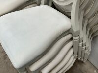 6No. USED LOUIS WHITE DINING/ BANQUET CHAIRS  - 5