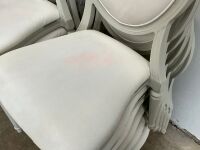 6No. USED LOUIS WHITE DINING/ BANQUET CHAIRS  - 5