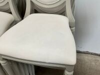 6No. USED LOUIS WHITE DINING/ BANQUET CHAIRS  - 5