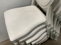 6No. USED LOUIS WHITE DINING/ BANQUET CHAIRS  - 5