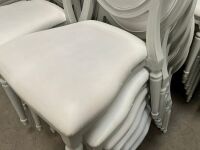 6No. USED LOUIS WHITE DINING/ BANQUET CHAIRS  - 5