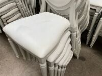 6No. USED LOUIS WHITE DINING/ BANQUET CHAIRS  - 5