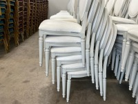 6No. USED LOUIS WHITE DINING/ BANQUET CHAIRS  - 5