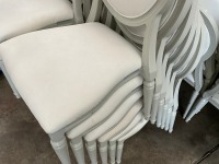 6No. USED LOUIS WHITE DINING/ BANQUET CHAIRS  - 3