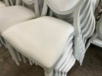 6No. USED LOUIS WHITE DINING/ BANQUET CHAIRS  - 3