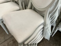 6No. USED LOUIS WHITE DINING/ BANQUET CHAIRS  - 3