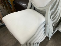 6No. USED LOUIS WHITE DINING/ BANQUET CHAIRS  - 3