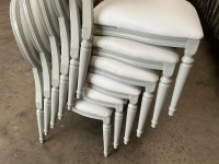 6No. USED LOUIS WHITE DINING/ BANQUET CHAIRS  - 2