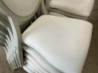 6No. USED LOUIS WHITE DINING/ BANQUET CHAIRS  - 3