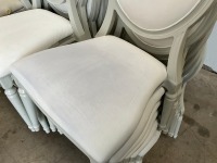 6No. USED LOUIS WHITE DINING/ BANQUET CHAIRS  - 3