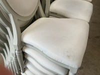 6No. USED LOUIS WHITE DINING/ BANQUET CHAIRS  - 3