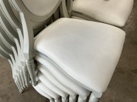 6No. USED LOUIS WHITE DINING/ BANQUET CHAIRS  - 3