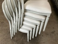 6No. USED LOUIS WHITE DINING/ BANQUET CHAIRS  - 2